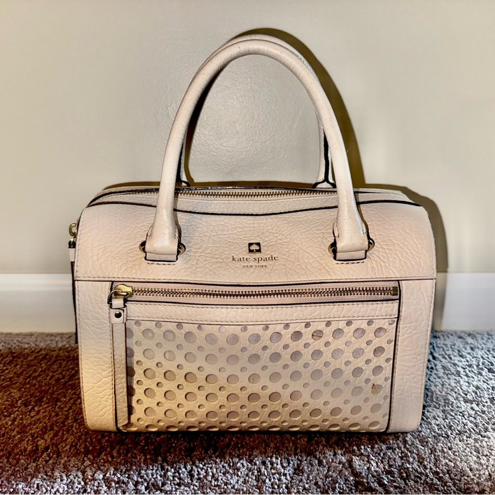 Kate Spade Beige Satchel with Textured Front